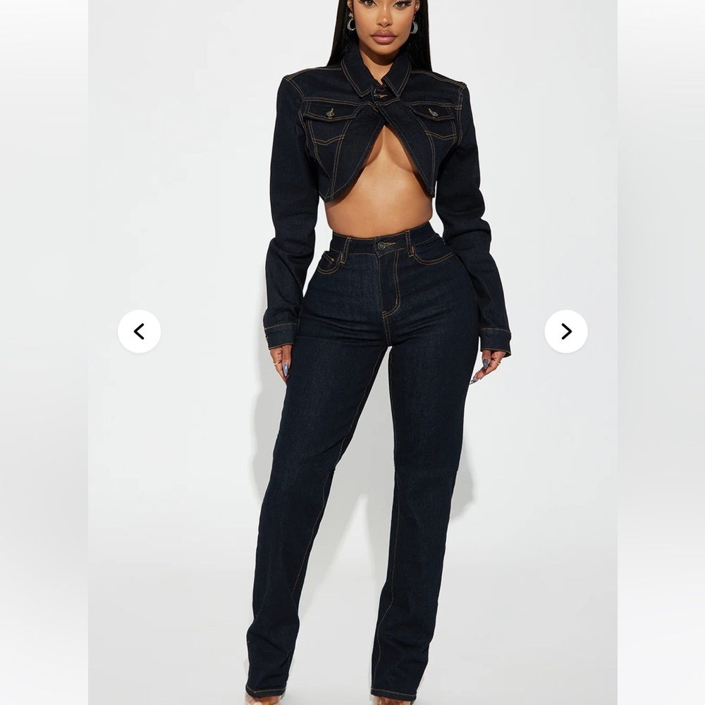 Crop Denim Jacket Sz medium & Stretch Straight Leg Jeans sz 11 (Dark Wash) set